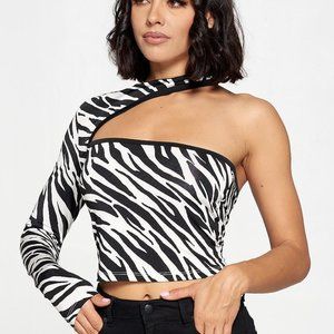 Zebra print one sleeve top